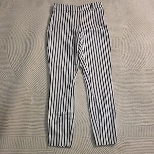 White and Black Vertical Stripe Slim Pants